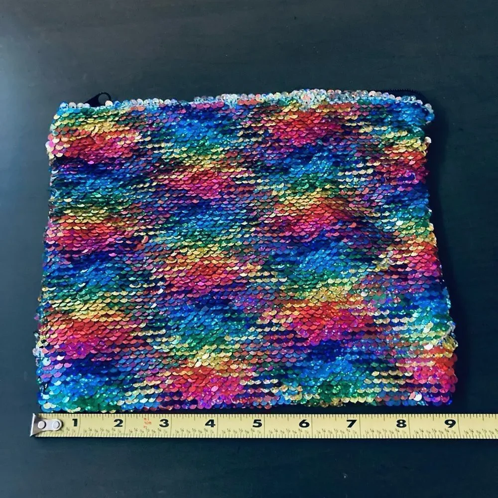 Rainbow Sequin Zipper Storage Travel Cosmetic Bag